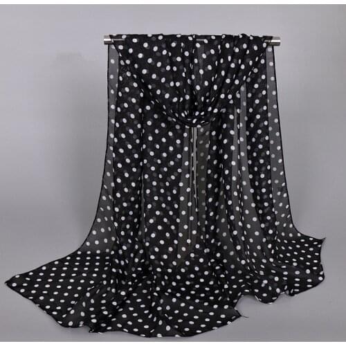 Printed Polka Dot Chiffon Hijab Scarf Women Pareo Beach Towels Summer Autumn Fashion Muslim Woman Veil Wrap Womens Cape Scarves