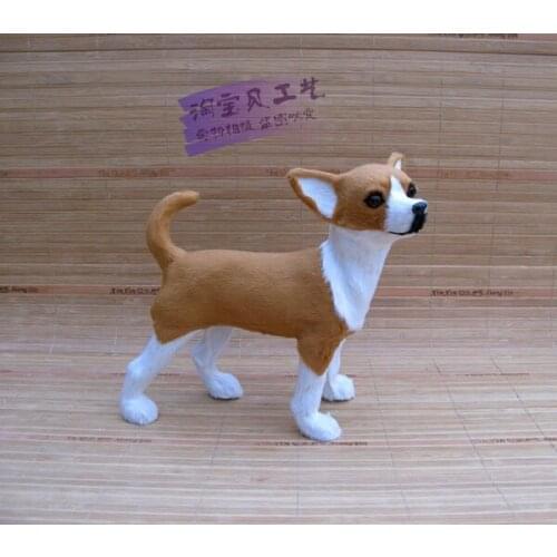 Cute simulation standing dog model resin&fur chihuahua model doll gift about 22x9x21cm 1821