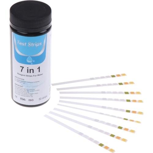 50pcs/Box Aquarium Fish Tank Water Tropical Test Strips Kit Nitrite Nitrate PH Chlorine Bromine Total Hardness Test Strips