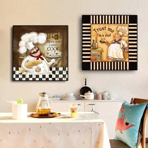 Vintage Restaurant Cook Oil Painting on Canvas Posters and Prints Scandinaviann Anime Wall Art Picture for Kitchen Room Decor