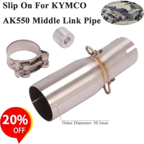 Slip On For KYMCO AK550 Motorcycle Exhaust Pipe System Escape Modified Stainless Steel Middle Link Pipe Connect 51mm Muffler