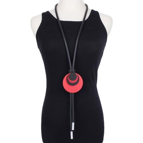 YD&YDBZ Gothic Red Black Thick Chain Handmade Punk Large Metal Beads Pendant Necklace For Women Body Jewelry Goth Accessories