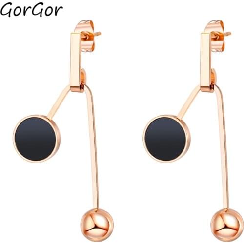 GorGor Women Fashion Simple Geometry Design Aurification Titanium Steel Ladies High Quality Push Back Stud Earings 566