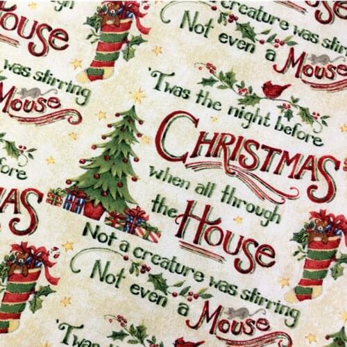 110x50cm Christmas Tree Printed Cotton Plain Fabric, Making Atmosphere Layout Tablecloth DIY Handmade Christmas Stockings Cloth