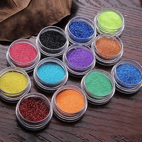 12 Mixed Colors Nail Art Decoration Powder Glitter Set for UV Gel Acrylic Tips Beauty & Health 12 mixed color glitter powder