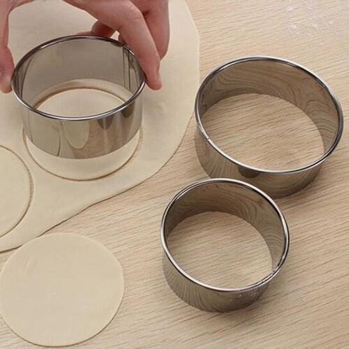 3pcs/set Stainless Steel Round Dumplings Wrappers Molds Set Cutter Maker Tools Round Cookie Pastry Wrapper Dough Cutting Tool