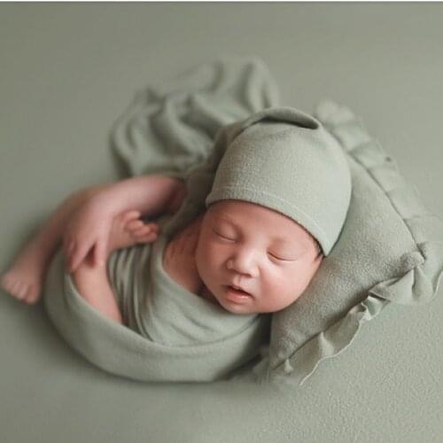 3Pcs/Set Newborn Photography Prop Infant Sleepy Cap+Wrap+Pillow Set Studio photo shoot Accessories