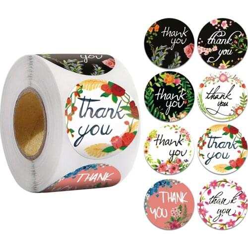 500pcs Gift Sealing Stickers Thank you Floral Design Diary Scrapbooking Stickers Festival Birthday Party Gift Decorations Labels