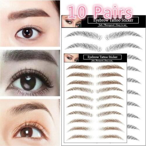 6D Hair-like Authentic Eyebrows Stickers Tattoo Grooming Shaping Makeup Brow Shaper False Eye New 2021 Brown Magic Decals