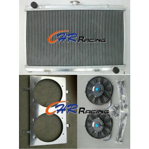 Aluminum Radiator+ Shroud+ Fans for NISSAN 180SX silvia S13 SR20DET 1989-1994 MT