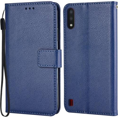 Wallet Flip Case For On Samsung Galaxy M01 M015 M015F SM-M015F 5.7'Stand Leather Case Card Slots Phone Bag With Strap Hand Rope