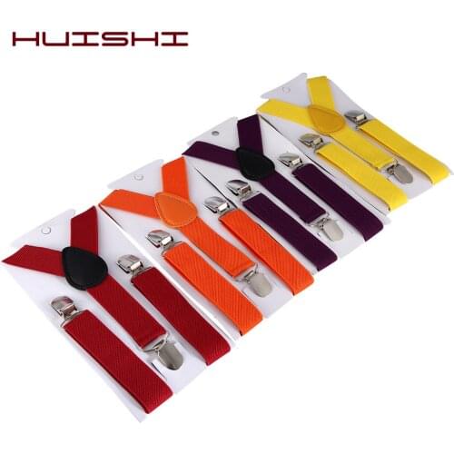 HUISHI Bow Tie and Suspenders for Baby Boys Soild Color Children Belt Boys Girls Suspenders Clip-on Y-Back Braces Elastic Kids