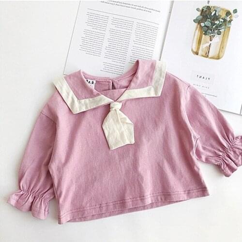 Korean Kids Clothes Girl Shirts Autumn Blouses 2019 Cotton Preppy Style Full Sleeve Girls Tops For 2-7Yrs