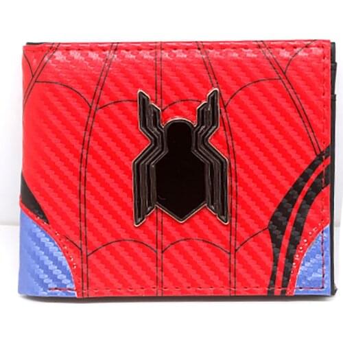 Disney Marvel Avengers SpiderMan Flash Deadpool Wallet Student Anime Peripheral Metal Logo Wallet Boy Gift