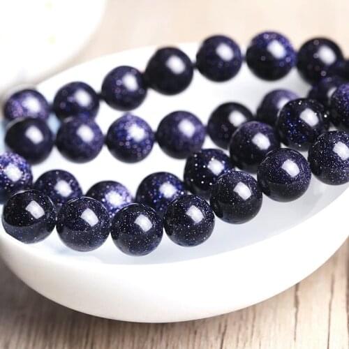 4 6 8 10 12 mm Blue Sandstone Round Spacer Beads Natural Gem Stone Blue Sand Stone Loose Beads For DIY Jewelry Making Findings