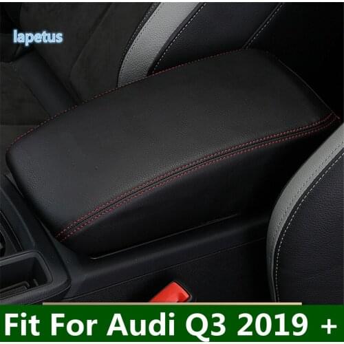 Lapetus Car Center Control Armrest Box Microfiber PU Leather Trim Protection Pad Cover Kit Fit For Audi Q3 2019 - 2021