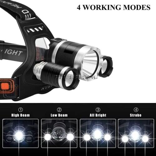 Powerful LED Headlight headlamp 3LED T6 Head Lamp 8000lumens Flashlight Torch head light 18650 battery Best For Camping, fishing