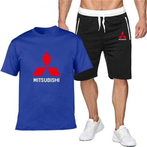 Mens Short sleeve Mitsubishi Car Summer Mens Shirt Hip Hop Harajuku T-Shirt high quality Cotton T Shirts pants suit Sportswear