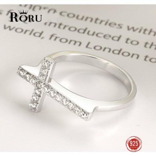 Male Or Female Jesus Christian Rings Cross Minimalism Shiny Zircon Rhinestone Couples Small Rings 2019 New Jewelry Womens