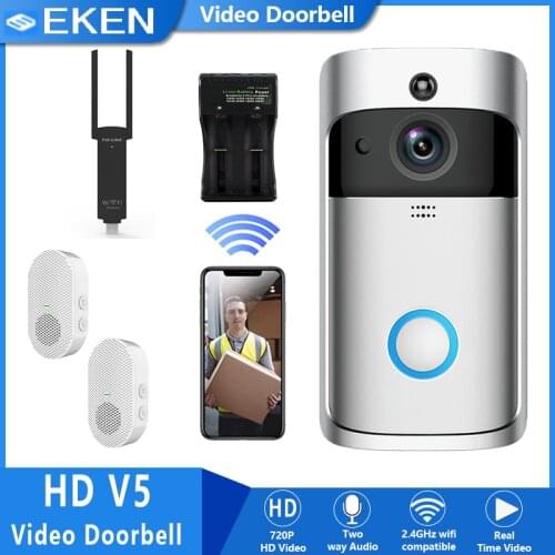 New EKEN Camera WIFI IR Alarm Smart Doorbell V5 WIFI Video Camera Visual Intercom With Chime Night vision Doorbell Camera