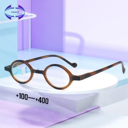VCKA Round Retro Reading Glasses TR90 Anti-Blue Light Women frame Men Eyeglass Portable Presbyopic Magnification+1.00 to +4.00