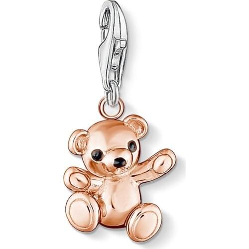 Rose Gold Color Teddy Bear Baby Charms Pendants Fit Bracelet Necklace Bag, Fashion Little Bear Charm Jewelry Gift For Women Men