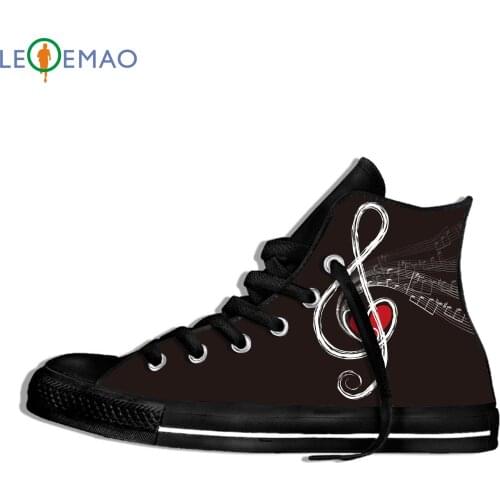 Walking Canvas Boots Shoes Breathable Unisex Flat Music Notes With Piano Keyboard Printed Sport Shoes Classic Sneakers