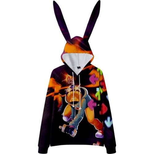 Friday Night Funkin Pullover 3D Rabbit Ear Hoody Long Sleeve Men Womens 3D Hoodie Kawaii Top Blouse Video Game Harajuku Clothes