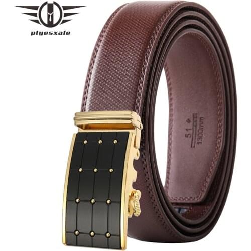 NEW Genuine Leather Belts For Men Luxury Designer Brand Automatic Click Buckle High Quality Mens Casual Formal Dress Belts B424