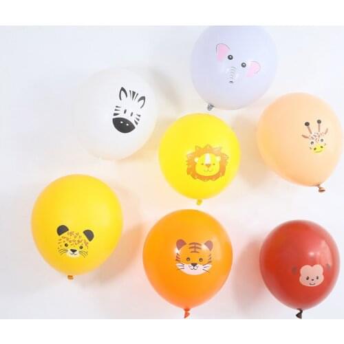20pcs 12inch Latex Ballon Cartoon Animal Print Multicolor Balloons Safari Zoo Party Decoration Jungle Kids Birthday Party Globos