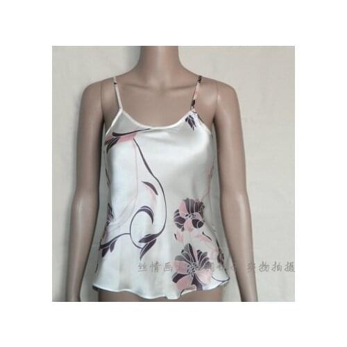 Silk spaghetti strap 100% silk small vest basic all-match summer underwear wire champagne color satin fabric