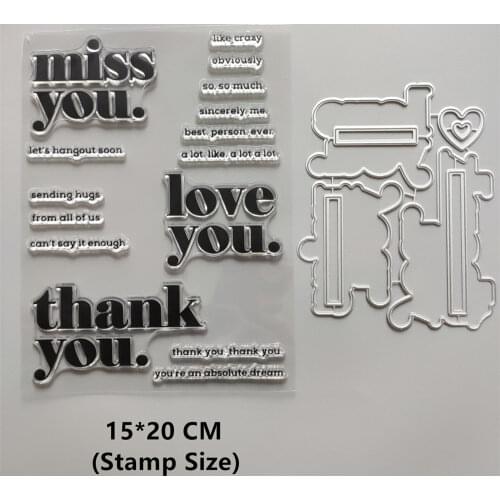 2021 New Love You Thanks You Clear Stamps and Metal Cutting Dies DIY Scrapbooking Embossing Album Seal Template Punch Stencils