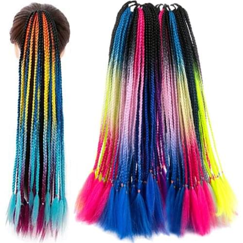 Synthetic Wig pigtail hair wig high temperature Heat Resistant Synthetic Wig extension color hair colorful Hair Wigs for Women