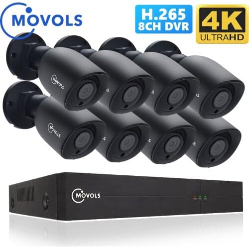 MOVOLS 8CH 4K Ultra HD Video Security Surveillance System H.265+ CCTV Kit 8MP DVR Outdoor Home Waterproof CCTV Camera System