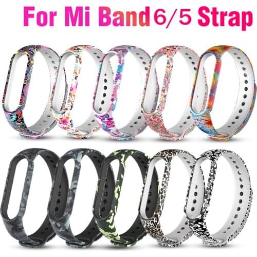 Fashion Silicone Replace Strap For Xiaomi Mi Band 5 Printed Wrist Strap For Xiaomi MiBand 5 Accessories Soft Belt For Mi Band 5