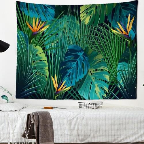 Tropical Plant Leaves Tapestry Tropical Green Plant Turtle Leaf Wall Hanging Home Boho Wall Cloth