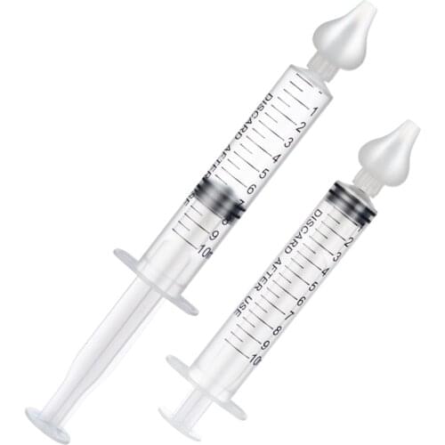 2 Pcs Baby Nose Clean Needle Tube Silicone PP Infant Baby Care Nasal Aspirator Suction Cleaner 10ML Kids Rhinitis Nasal Washer