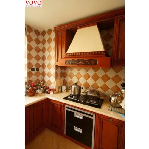 Solid kitchen cabinets red cherry color