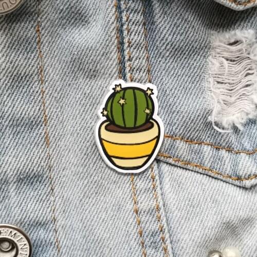 Vintage Brooches For Women Cute Cactus Pins Beautiful Acrylic Badges Shirt Clothes Accessories Jewelry Wholesale