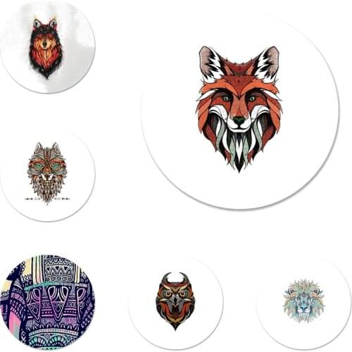 58mm Aztec Animal Rabbit Lion Elephant Icons Pins Badge Decoration Brooches Metal Badges For Backpack Decoration