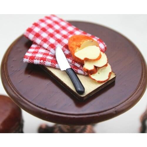 1PCS 1/12 Dollhouse Minature Doll Food Mini Bread Chopping Board Knife Pretend Play Kitchen Toy