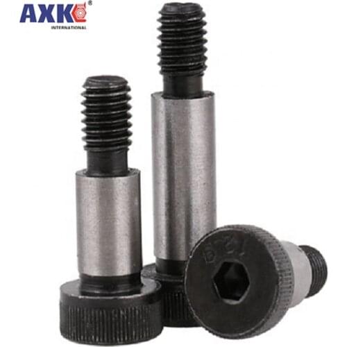 1pc M5 M6 M8 M10 Dia=6 8 10 12mm Grade 12.9 Steel Hex Hexagon Socket Cap Head Shoulder Roller Bearing Screw Bolt High Tensile