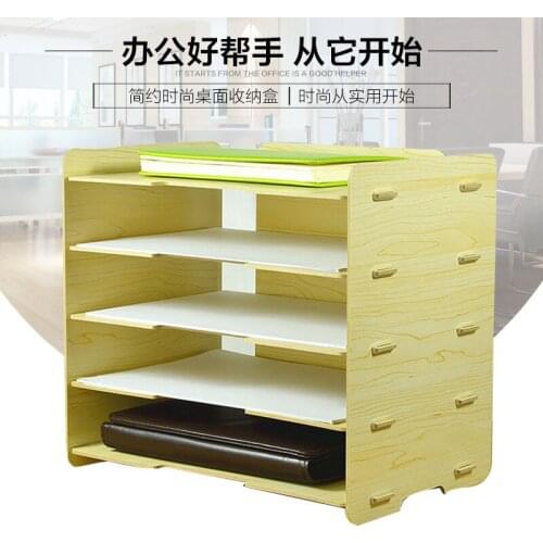 1pcs office wooden storage rack multi-layer A4 data multi-function desktop storage box rack