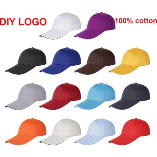 100% Cotton Hot Sale Team Custom Logo Printing Baseball Hat 15 Solid Colors Travel Sport Baseball Hat for Men and Women ZZ-263