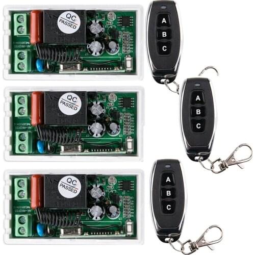 220 v 1 ch RF wireless remote control switch 3 receiver+3 transmitter classic 3 button More convenient self-lock mode