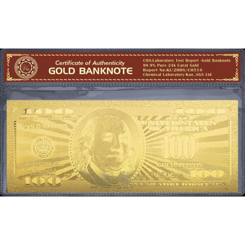 USD 24k Gold Plated Banknote Copy Paper Money USD 100 Dollar Bill Collection Home Decoration Crafts Display Money Collection