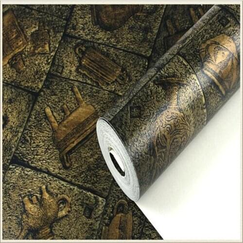Beibehang 3D wallpaper personality Egyptian culture stone wallpaper classical carving room living room bar PVC wallpaper photo