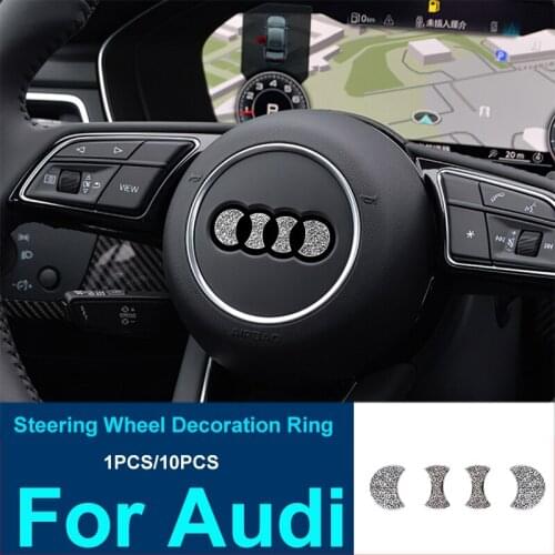 4pcs/set Car Steering wheel Emblem interior 3D Rhinestone Drill Logo Diamond Decoration Sticker for A4L A6L A3 A5 Q3 Q5 Q7 A7 A8