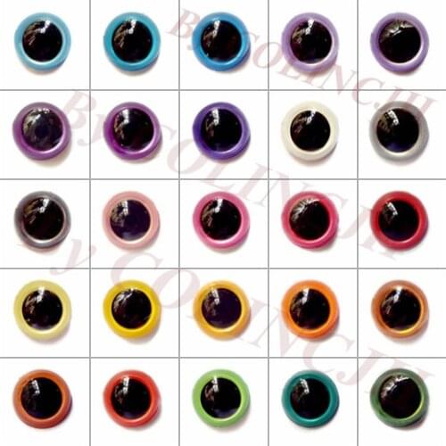 50Pairs 8mm/9mm/10mm/12mm/15mm/18mm Mixcolor Handmade Colored Eyes Safety Animal Doll Eyes