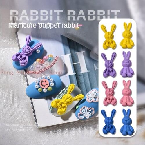 6pcs nail art DIY jewelry cute metal rabbit high quality nail art accessories decorative rhinestones